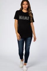 Black Mama Short Sleeve Maternity Top