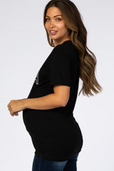 Black Mama Short Sleeve Maternity Top