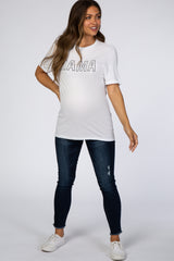 White Mama Short Sleeve Maternity Top