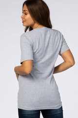 Heather Grey Short Sleeve Maternity Top