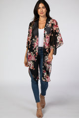 Black Floral Chiffon Cover Up