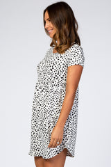 White Leopard Print Babydoll Dress