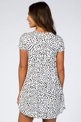 White Leopard Print Babydoll Dress