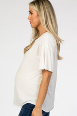 White Short Flounce Sleeve Maternity Top