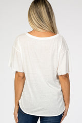 White Short Flounce Sleeve Maternity Top