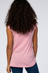 Pink Ruffle Sleeve Tank Top