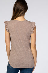 Mocha Ruffle Sleeve Maternity Tank Top