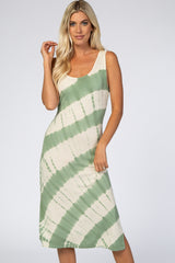 Olive Tie Dye Sleeveless Midi Dress