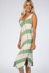 Olive Tie Dye Sleeveless Midi Dress