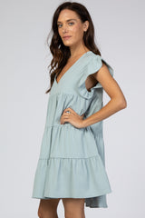 Light Olive Tiered Ruffle Dress