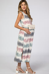 Navy Tie Dye Maternity Midi Dress