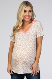 Mauve Animal Print Colorblock Maternity Top