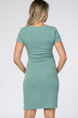 Mint Ribbed Cutout Fitted Maternity Dress