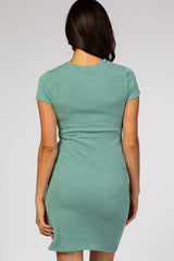 Mint Ribbed Cutout Fitted Dress