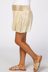 Taupe Tie Dye Smocked Maternity Shorts