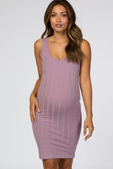 Lavender Fitted Maternity Tank Dress