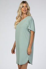 Mint Green Rolled Cuff Dress