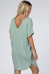 Mint Green Rolled Cuff Dress