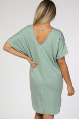 Mint Green Rolled Cuff Maternity Dress