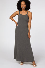 Charcoal Square Neck Maxi Dress