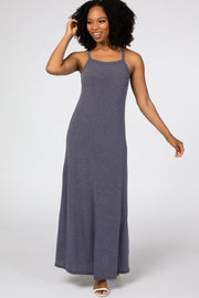 Navy Blue Square Neck Maxi Dress