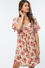 Taupe Floral Babydoll Dress