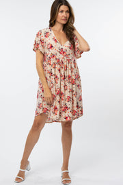 Taupe Floral Babydoll Dress