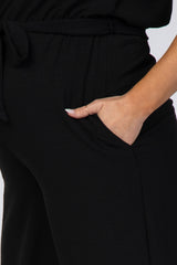 Black Strapless Wide Crop Leg Maternity Jumpsuit