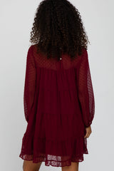 Burgundy Swiss Dot Tiered Dress