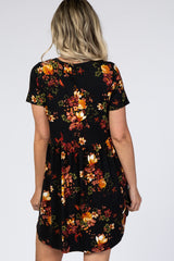 Black Floral Short Sleeve Maternity Dress