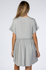 Heather Grey Ruffle Accent Maternity Dress