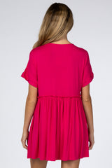 Fuchsia Ruffle Accent Maternity Dress