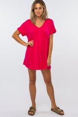 Fuchsia Ruffle Accent Maternity Dress