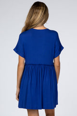 Royal Blue Ruffle Accent Maternity Dress