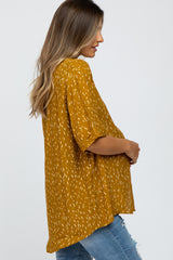 Mustard Printed Button Up Collared Maternity Blouse