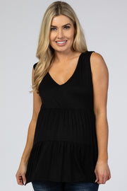 Black Tiered Sleeveless Maternity Top