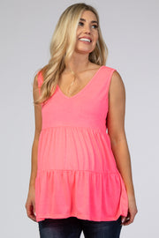 Fuchsia Tiered Sleeveless Maternity Top