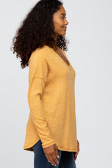 Mustard Waffle Knit Long Sleeve Top