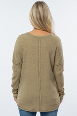 Olive Waffle Knit Long Sleeve Maternity Top