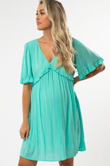 Jade Ruffle V-Neck Babydoll Maternity Dress