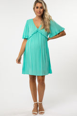 Jade Ruffle V-Neck Babydoll Maternity Dress