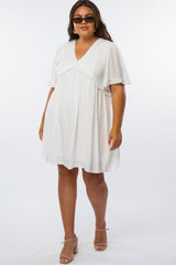 Ivory Ruffle Accent Maternity Plus Dress