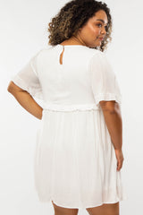 Ivory Ruffle Accent Maternity Plus Dress