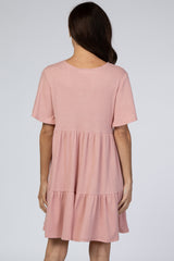 Pink Button Front Tiered Dress