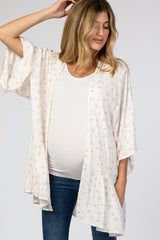 Ivory Floral Swiss Dot Ruffle Hem Maternity Cover Up