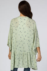 Light Olive Floral Swiss Dot Ruffle Hem Cover Up