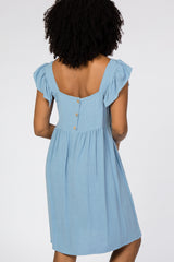 Blue Flutter Sleeve Dress