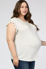 Heather Grey Ruffle Short Sleeve Maternity Plus Top