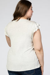 Heather Grey Ruffle Short Sleeve Maternity Plus Top