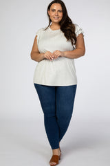 Heather Grey Ruffle Short Sleeve Plus Top